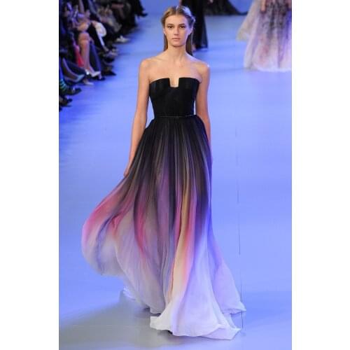 Colorful robe de soiree Strapless Vestido De Festa Prom Party abiye gece elbisesi Women Robe De Soiree Long Evening Dress 2019