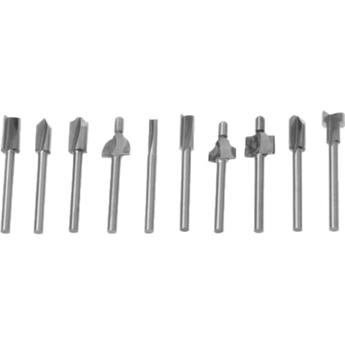 10pcs HSS Router Wood Milling Cutter Bits Fits Rotary Tool Set 1/8" 3mm DIY Tool