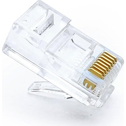 Brand New 10PCS Crystal Head RJ45 CAT5 CAT5E Modular Plug Gold Plated Network Connector with 10pcs cap sheath