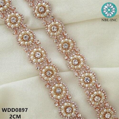 10 yards) Wholesale bridal hand beaded sewing silver crystal rhinestone applique trim for wedding dress WDD0897-R