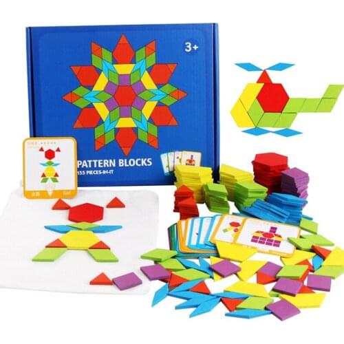 155pcs Wooden Jigsaw Puzzle Board Set Colorful Baby Montessori Educational Toys for Children Learning Developing Toy