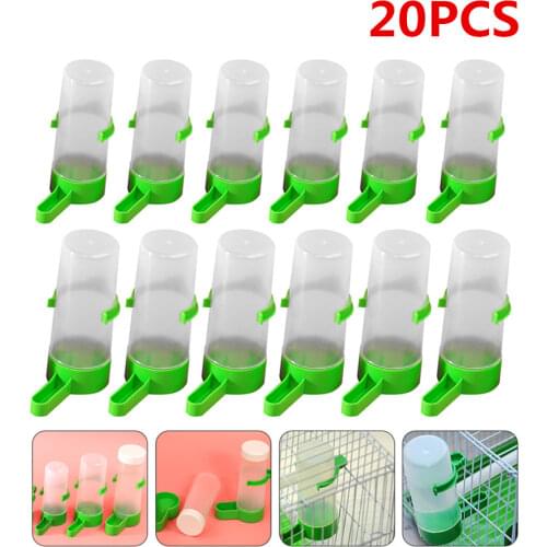 20PCS Bird Water Drinker Feeder Waterer with Clip Pet Parrot Supplies Dispenser Bottle Drinking Cup Bowls For Pet Parrot Cage