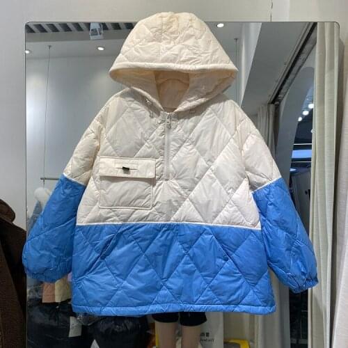 2021 winter New style hooded pullover Sweatshirt light Down jacket Women Loose white duck down casual Fashion Down Jacket Women
