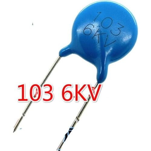 30PCS 50PCS 6KV103M 6KV 103 High Pressure Ceramic Capacitance 0.01UF 10NF 6KV 103 6000V Pitch 10MM