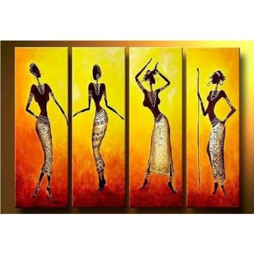 4 pieces abstract African women Pop Art Handmade oil painting wall art decor canvas Wholesale