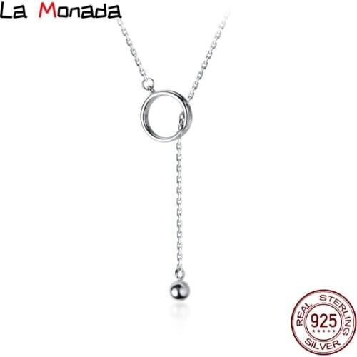 43cm-48cm 925 Silver Necklaces Women Ball Circle Fine Silver 925 Jewelry For Women Pendant Female Chain Necklace On Neck