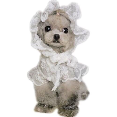 White Lace Princess Dog Weeding Dress Cool Mesh Girl Dresses For Cat Dog Clothes O-neck Small Medium Dogs Chihuahua Pet Skirt XL
