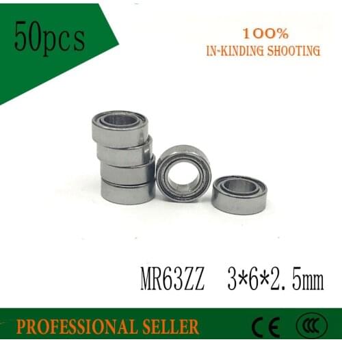 Free shipping 50Pcs High quality MR63ZZ 3x6x2.5 mm L-630ZZ P6 ball bearing deep groove ball bearing