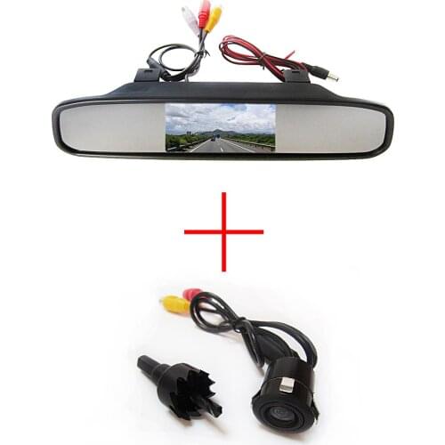 Wireless Universal Car Rear View Reverse Parking Safety Assistance Camera,with 4.3 Inch rearview mirror monitor