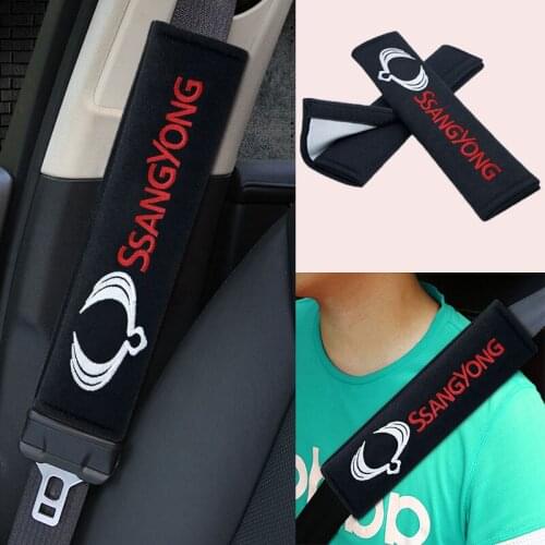2pcs Car Cotton Seat Belt Cover Protector Accessories For Ssangyong Actyon Rexton Korando Rodius Kyron Tivoli Musso XLV Stavic