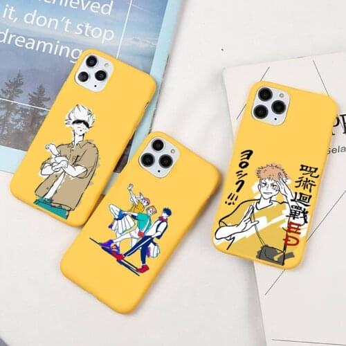 Satoru Gojo anime Jujutsu Kaisen Phone Case for iPhone 12 Mini 11 Pro Max X XR XS 7 8 Plus 6 6S Yellow Color