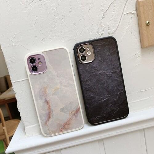 Creative Personality Marble Pattern Phone Case For iphone 7 8 Puls X XR XS 11 12 pro Max Soft Cover Electroplated Lens Ring Ins