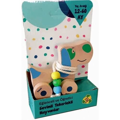 Bemi Check Check Wheel Wooden Dog