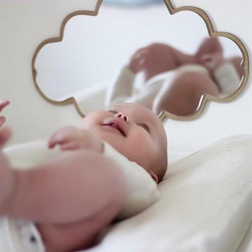 Wood acrylic Cartoon Wall Decorative Mirror for Baby Children bedroom Nursery bebe Room Rabbit Cloud Shape Furnish Decor Mirror