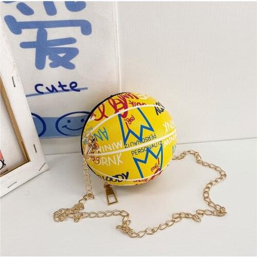 Childrens Bags 2021 New Trend Cute Kawaii Alphabet Graffiti Basketball Bag Boys and Girls Chain Messenger Bag Shoulder Bag