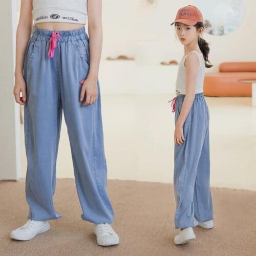 5 To 20 Years Teenage Girls Jeans Clothing Fashion 2021 Spring Summer Loose Kids Wide Leg Denim Pants Children School Trousers