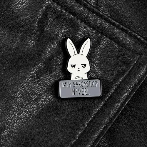 Proud rabbit enamel pins Cute Cartoon animal feminist badge brooches for women funny Lapel pin bag hat Jewelry gift for friend