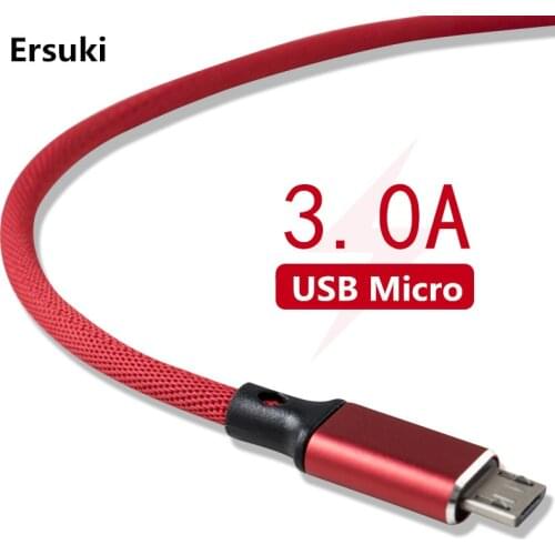 Ersuki Micro USB Cable 3.0A Fast Charge USB Data Cable for Xiaomi Samsung LG Tablet Android Mobile Phone USB Charging Data Cord