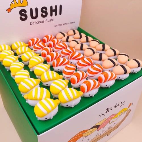 48pcs/pack black ink creative cartoon food sushi gel pen/student prize promotion gift water sign pen children favor