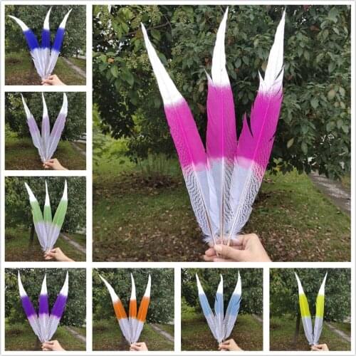 Pretty 10 Colors 100 pcs Natural Silver Pheasant Tail Feather 40-45cm/16-18inches Wedding Party Halloween Home Decoration