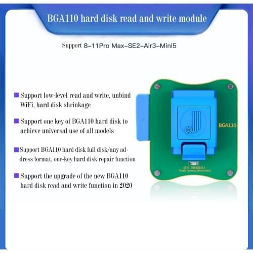 JC BGA110 Nand Read & Write Module Support for 8-11Pro max-SE2-Air3-Mini5 Need To Use Together With JC Pro1000 S