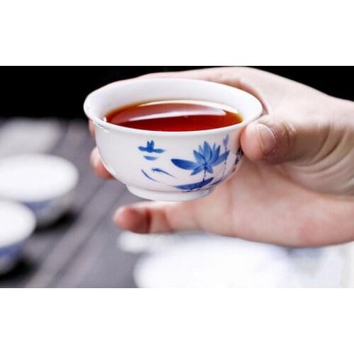 10pcs/set Ceramic Blue and White Glaze Tea Cup Household Single Kungfu Tea Bowl Kitchen Drinkware Tea Accessories Chinese Style