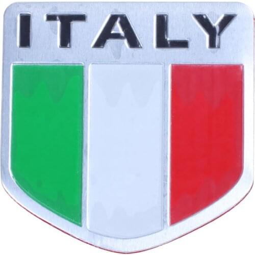 Alloy Car Badge Emblem Decal Sticker Bumper Sticker For Italian flag 5x5cm Green&White&Red