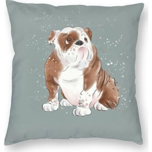 Cute Bulldog Cushion Cover 40x40cm Home Decorative 3D Printing Whimsicolour Throw Pillow for Living Room Double Side