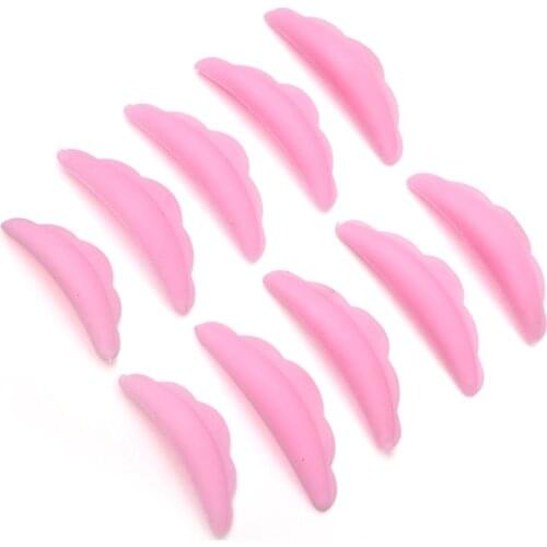 New 5 Pairs Pink Silicone Eyelash Perm Pad Recycling Lashes Rods Shield Lifting 3D Eyelash Curler