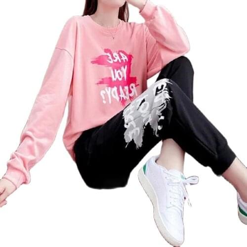 2021 Autumn And Winter New Suit Fashion Casual Sports Suit Female Foreign Style Ins Korean Student Loose Two Piece Set Women