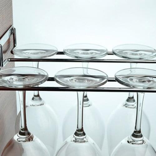 Unilateral Side Hanging Wine Glass Holder Inverted Shelf Under Mounted on Cabinet Glass Storage Metal Hanger Organizer