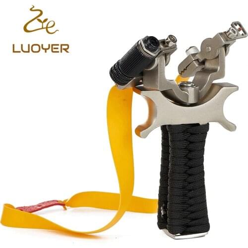 Luoyer Outdoor laser Aiming Sights Flat Band Slingshot Catapult for Hunting with Bands Outdoor Hunting Games Tools