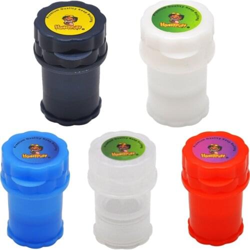 HONEYPUFF Plastic Tobacco Herb Grinder 40MM 4 Layer Herb Spice Grinder With Sharp Shark Teeth Plus Big Storage Container Crusher