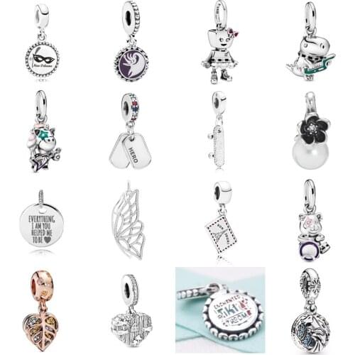 NEW 2021 100% 925 Sterling Silver Mask Flower Robot Charm Pendant Fit DIY Original Bracelet Fshion Jewelry Gift