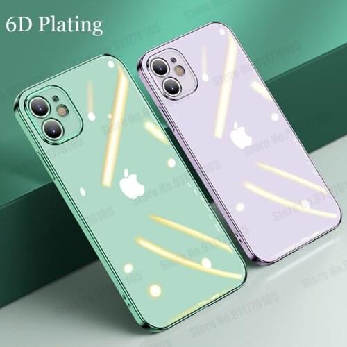 6D Plating Transparent Shockproof Phone Case for iPhone 12 MINI 11 Pro Max XR XS 7 8 Plus 6S SE Ultra Thin Soft TPU Phone Cover