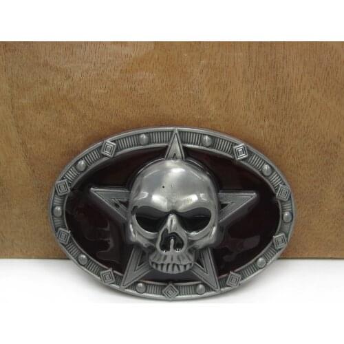 BuckleClub zinc alloy embossed skull belt buckle jeans gift belt buckle FP-03042 pewter finish 4cm width loop drop shipping