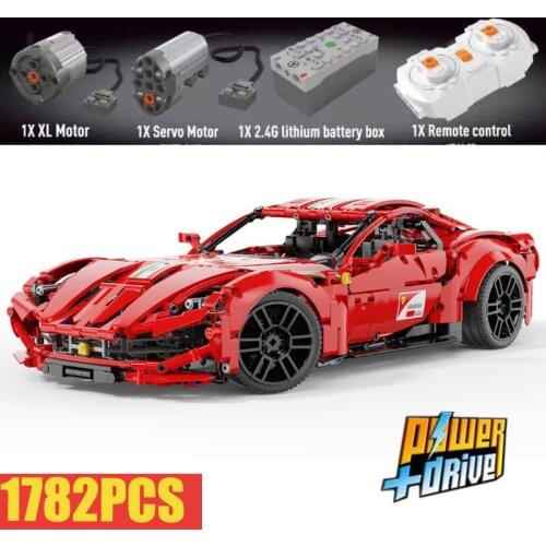 RC Motor F12 Berlinetta 1:10 Hypercar Super Racing Car Fit Model MOC-66207 Building Blocks Bricks Toys Kids DIY Birthday Gifts