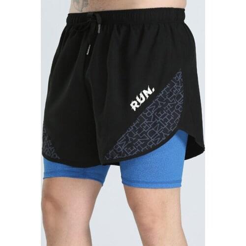 Newest Man Gym Shorts Polyester Running Shorts Men 2 in 1 Marathon Short Sport Trousers Quick Dry Training Jogging Short