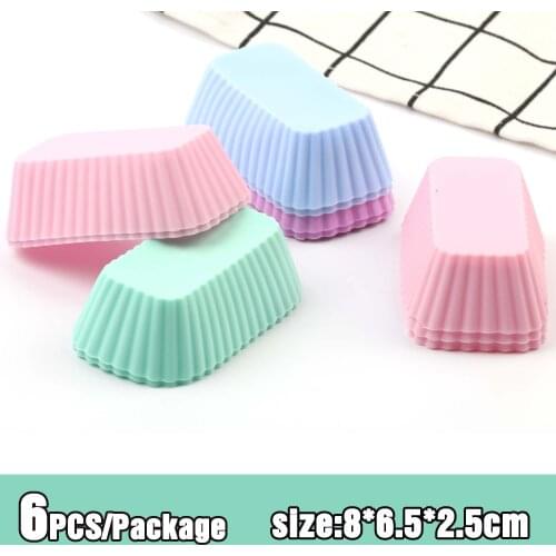 Silicone Cupcake Mold Fondant Pan 3D Muffin Cupcake Square Shaped Kitchen Baking Pastry Tools Cake Decorating Tools 6/12PCS/Pack