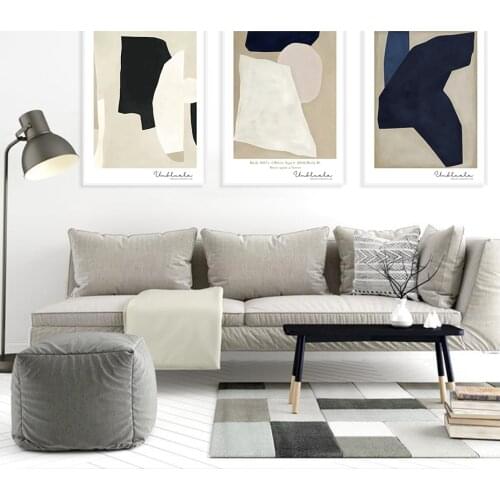 Modern Beige Black Abstract Pattern Canvas Painting Poster Print Wall Art Pictures for Living Room Interior Home Decoration