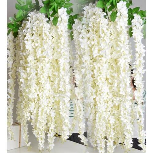5p Artificial Wisteria Flower Vine Hydrangea Flower Vines Cherry String For Wedding Centerpieces Decorations Home Ornament