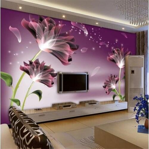 Wellyu papel de parede Custom wallpaper mural fashion home decoration purple flower dream lily lily TV background wallpaper