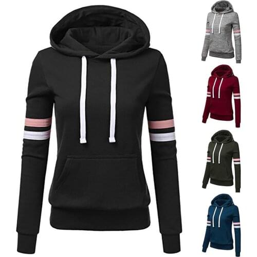Esthetische Hoodies Vrouwen Streep Sweatshirt Lange Mouw Hooded Pocket Trui Tops Shirt Sudadera Mujer Толстовка Женская