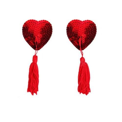 1Pair Breast Bra Silicone Heart Nipple Cover Heart Sequin Paste StickersAdhesive Pasties Milk Paste Women Tassel Accessories