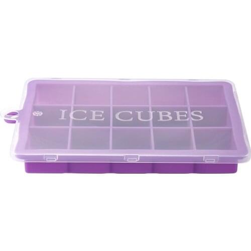 1pcs Silicone Ice Lattice with Cover 15 / 24 Lattice Household Square Ice Box Summer Creative Jelly Mold Ice Cubes