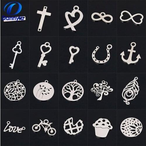 100pcs/lot Wholesale Stainless Steel Double Side Polishing Mix Style Charms Pendant DZ81-100