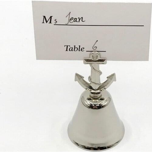 12PCS "Nautical Anchor" Kissing Bell Place Card/Photo Holder Beach Themed Wedding Party Decoration Favors