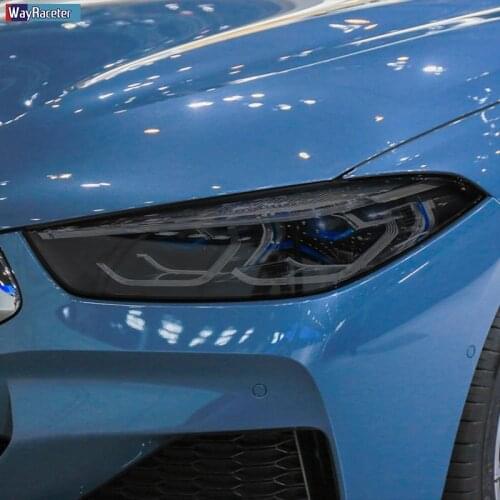 2 Pcs Car Headlight Protective Film Headlamp Restoration Transparent Black TPU Sticker For BMW 8 Series G14 G15 G16 Accessories