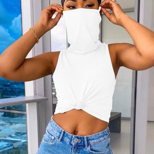 2021 Summer New Sun Protection Women Casual T-Shirt High Neck Sleeveless Solid Color Leisure And Comfort T-Shirt Plus Size