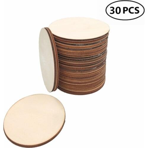 30pcs 50mm 1.96inch Round Wood Coins Tags Wooden Tags for Birthday Boards Chore Boards Wedding Party Decor